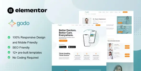 Godo – Doctor & Medical Saas Elementor Template Kit